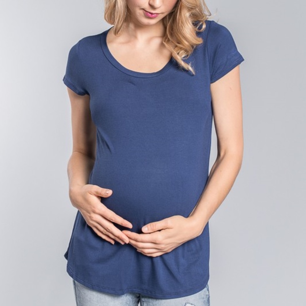 Solid Short Sleeve Top - Navy
